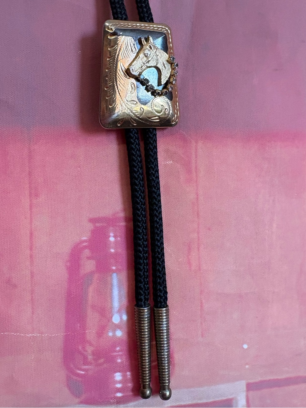 Vintage Horse Head Bolo Tie | Black Cord | Western